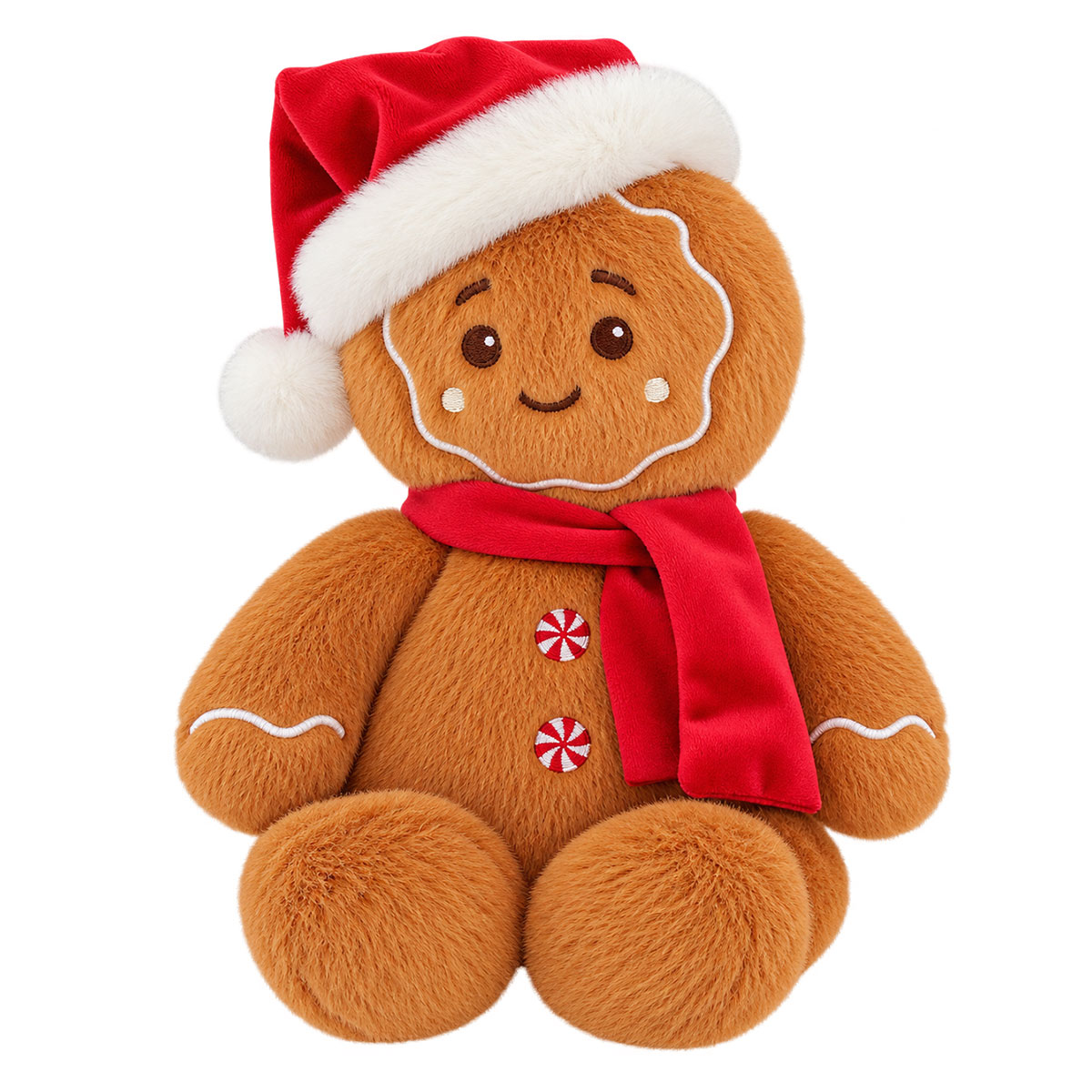 Peluche bonhomme pain d'�pices No�l recycl�e 30 cm