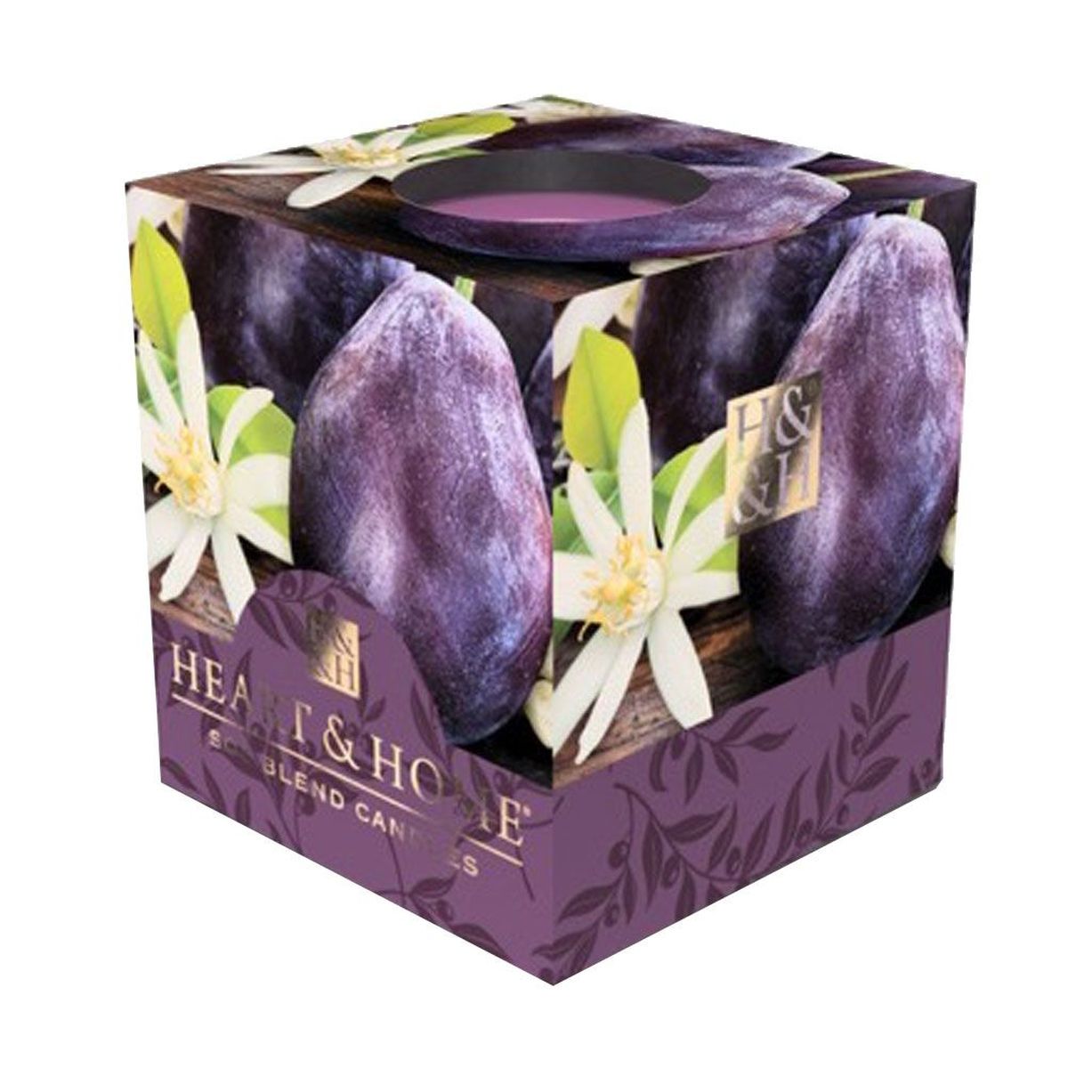 Bougie Votive Heart and Home 15 heures Prune Fleur d'oranger