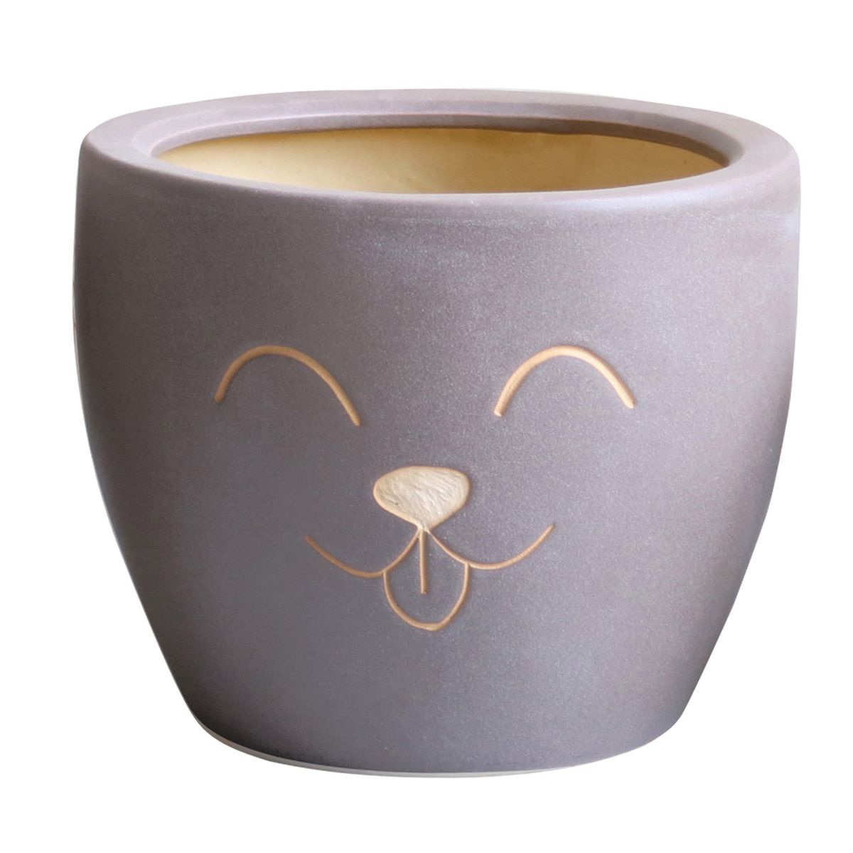 Cache pot Petsy en terre cuite 13 cm - Chat Taupe