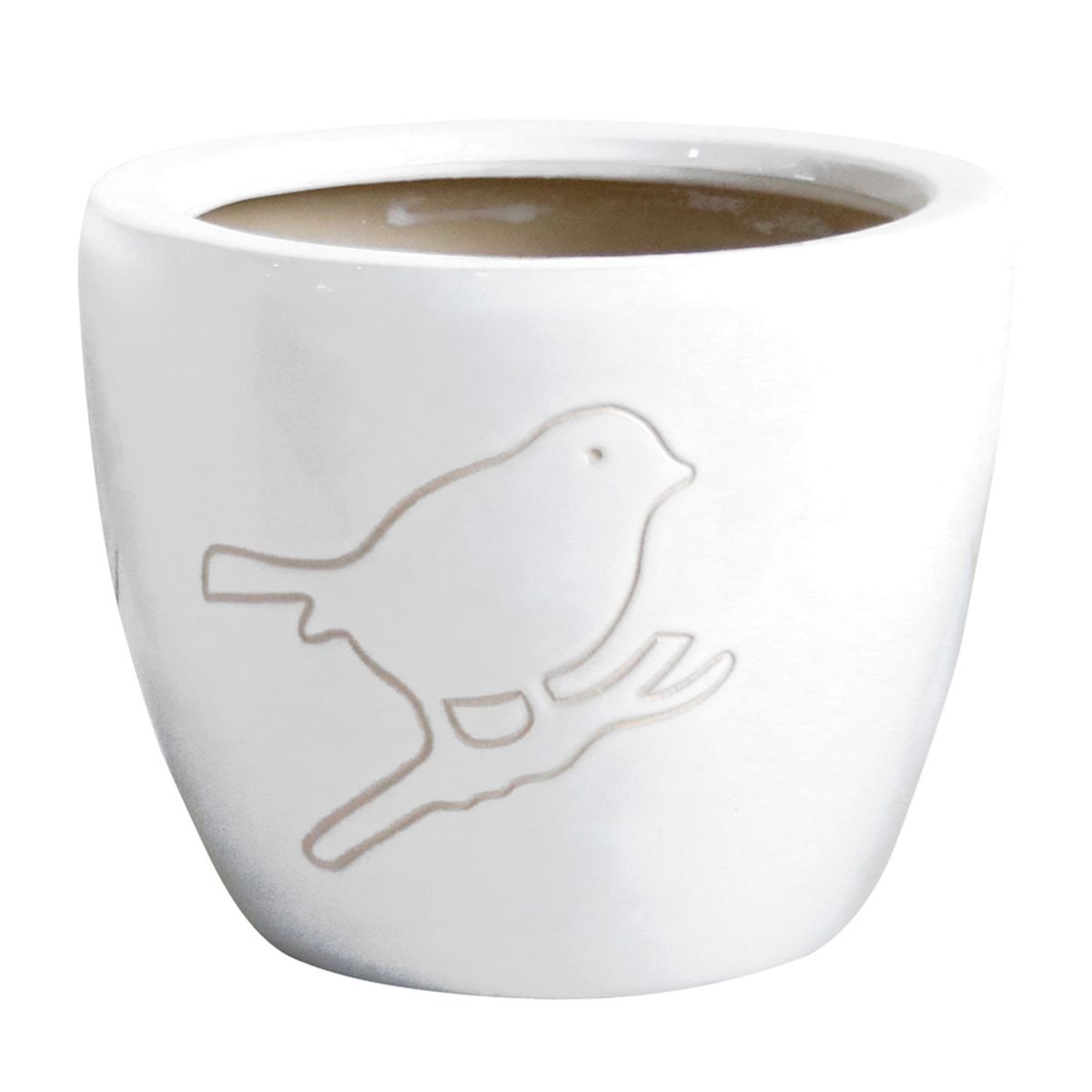 Cache pot Bird en terre cuite 18 cm - Blanc