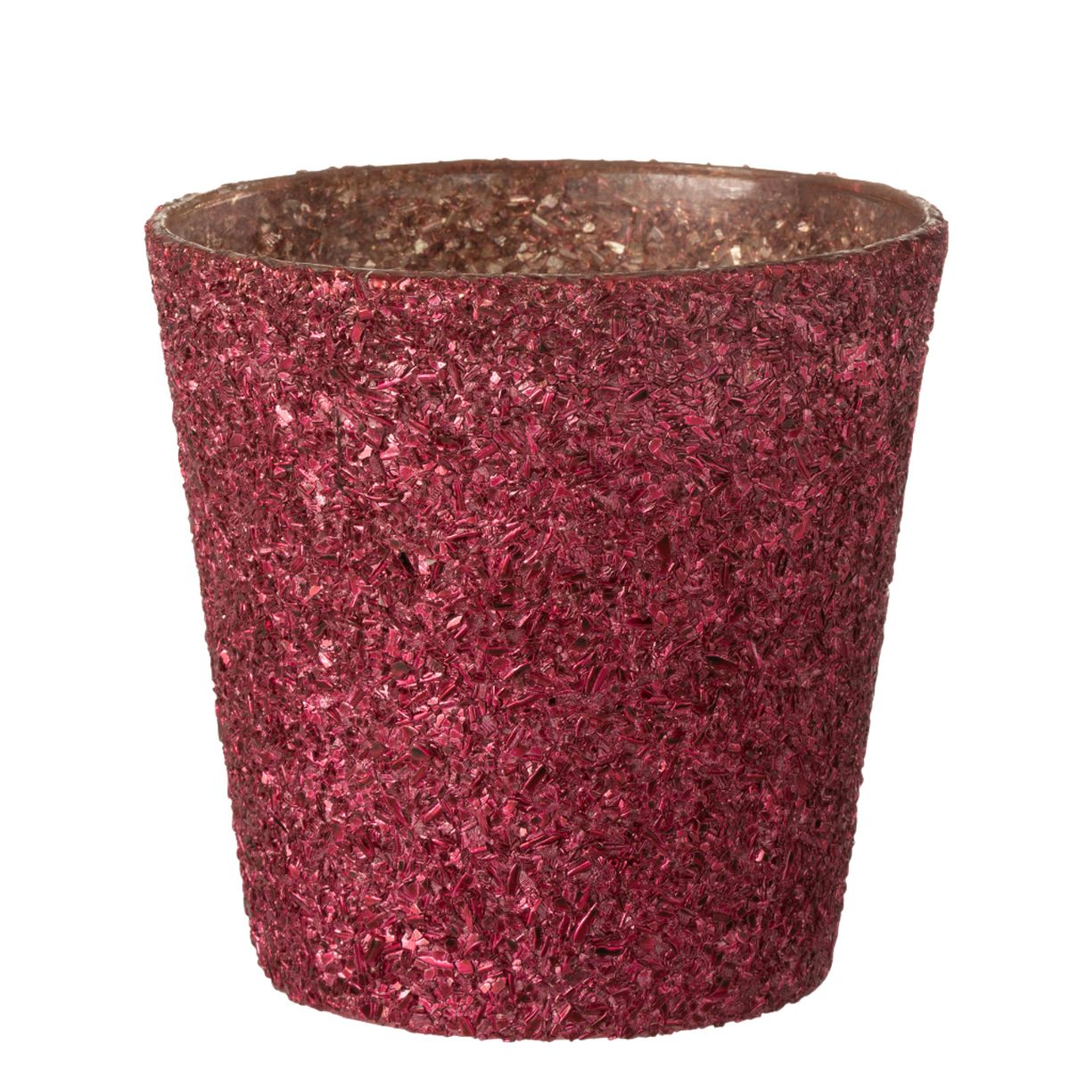 Cache pot en verre Rose paillet 15 cm