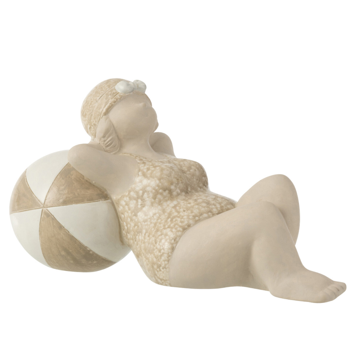Statuette baigneuse au ballon en cramique