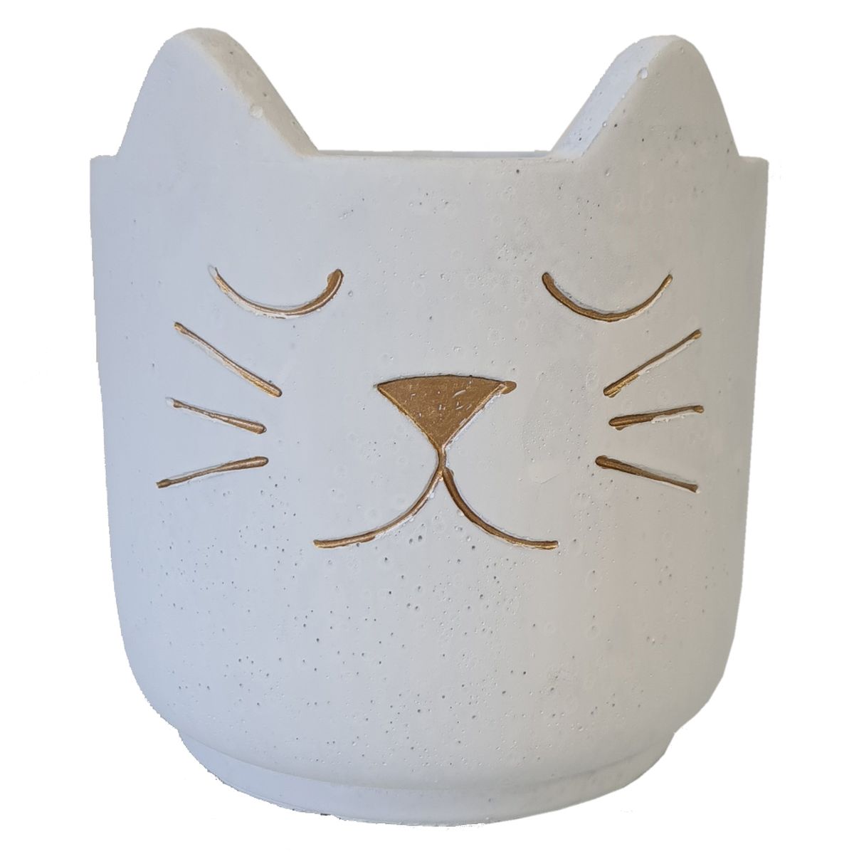 Cache-pot Chat Blanc et Or - 17 cm