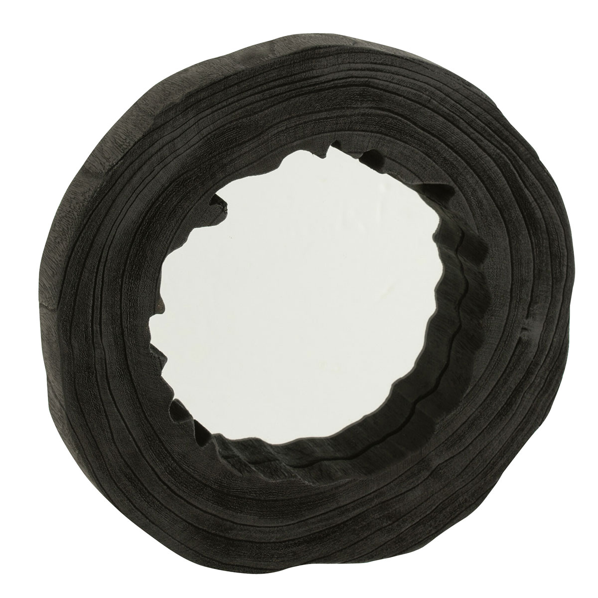 Miroir irrgulier en bois noir 40 cm