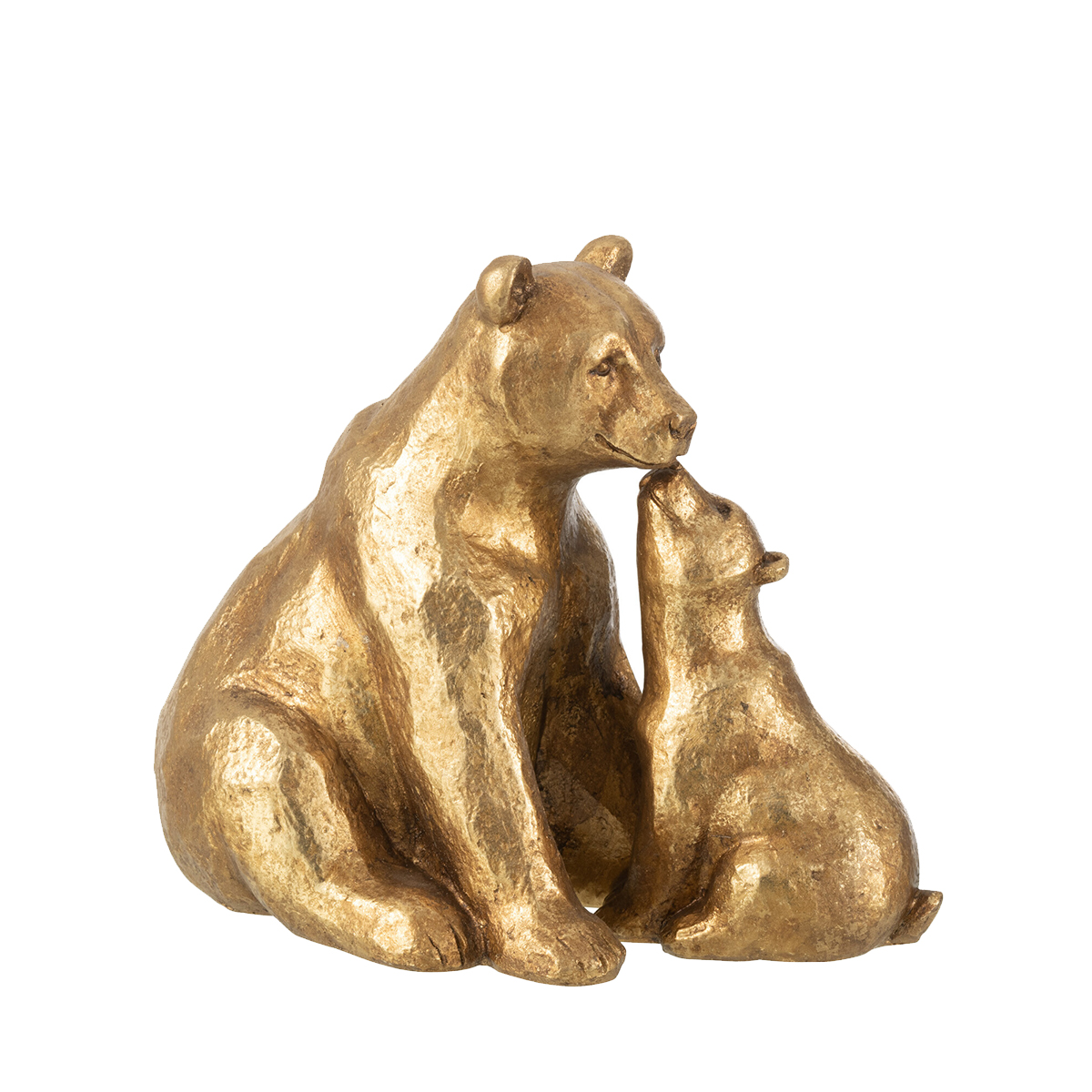 Figurine ours et son ourson en résine or