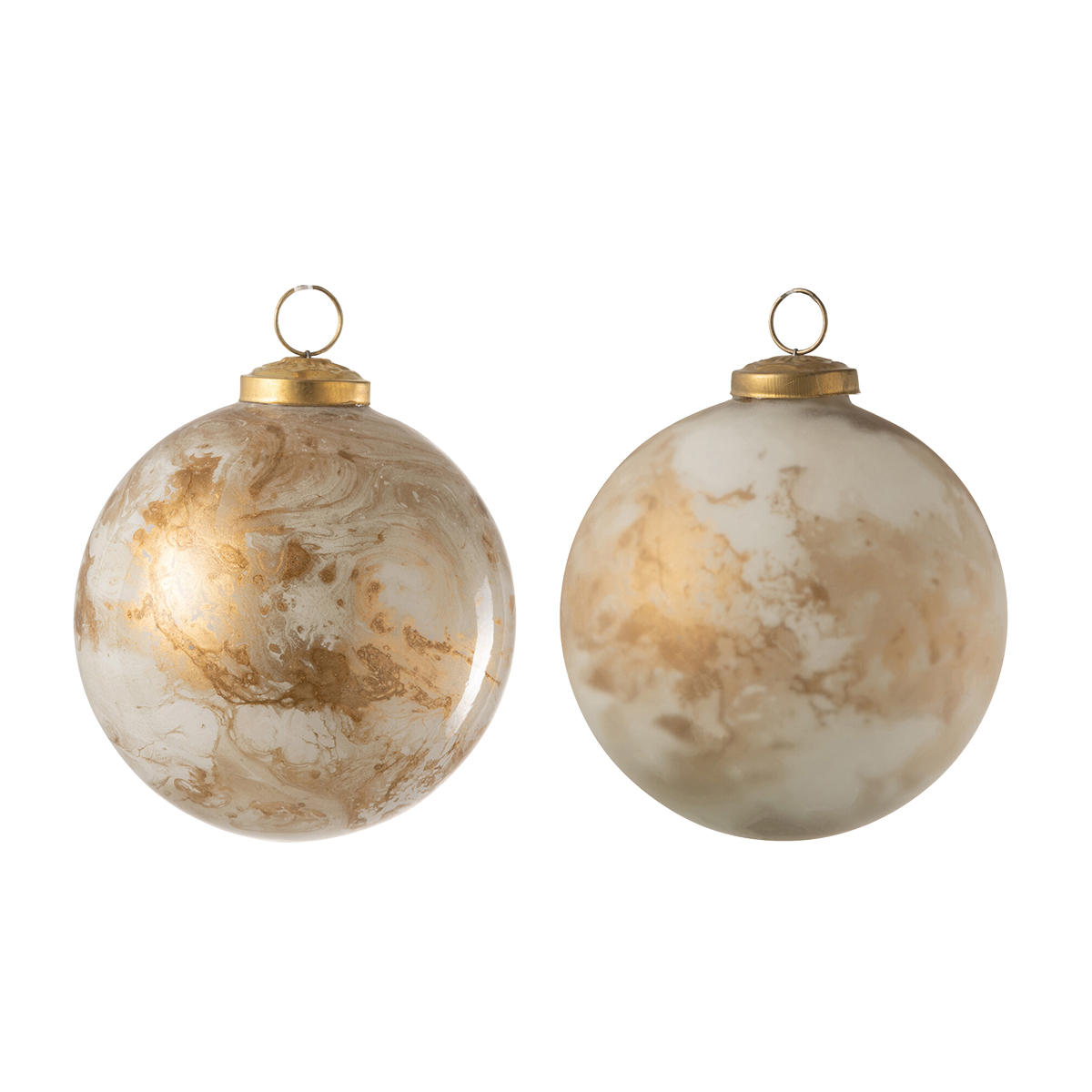 2 Boules de Nol - marbre blanc et or- 13 cm