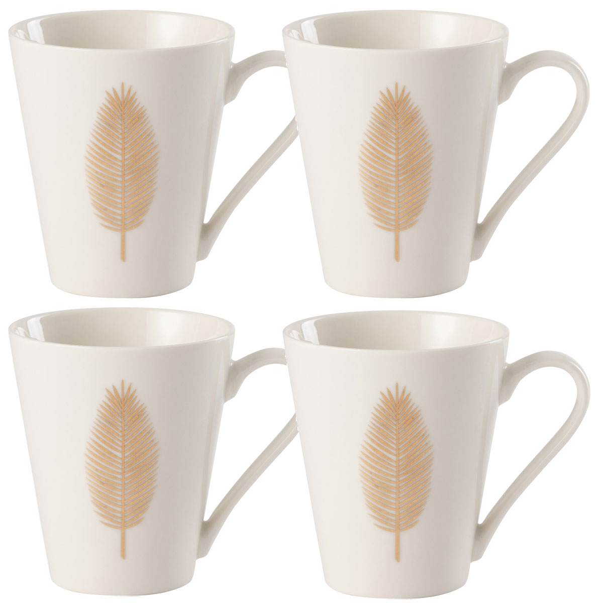 Coffret cadeau 4 mugs plumes en porcelaine blanche