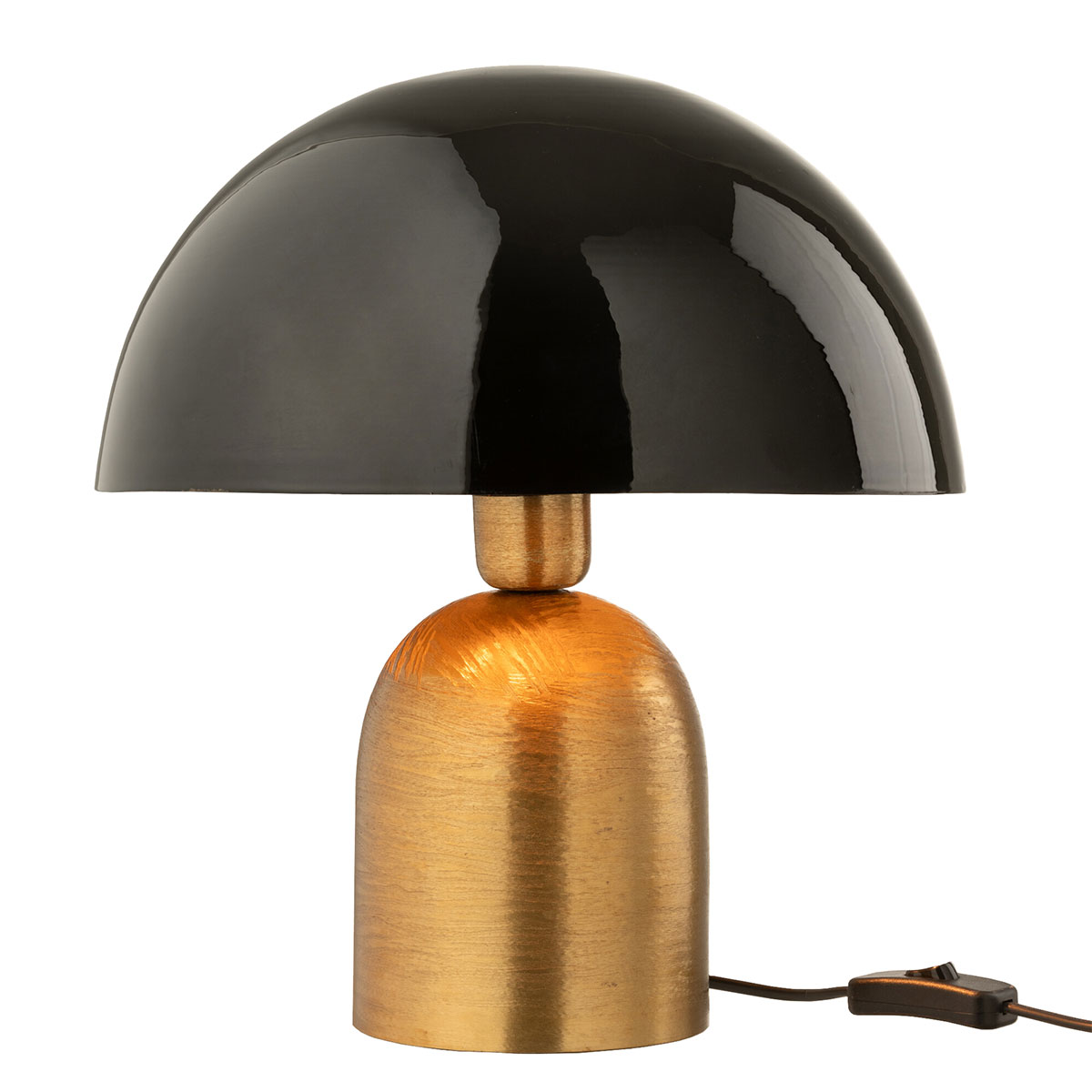 Lampe champignon noir et or en mtal - 36 cm