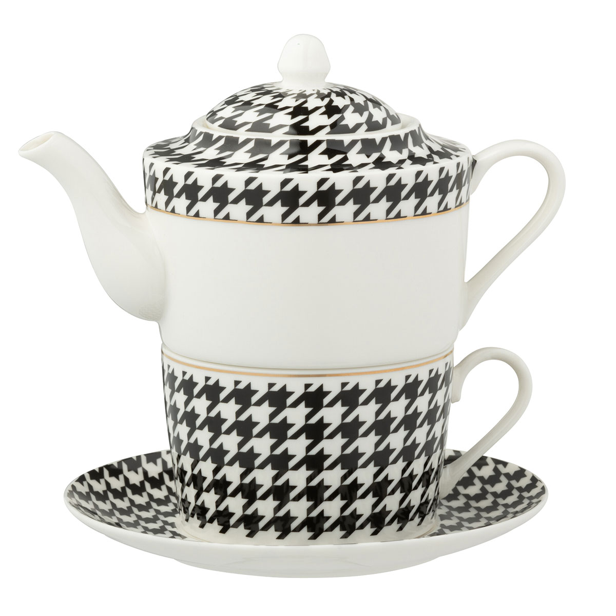 Thire goste pied-de-poule en porcelaine blanc et noir