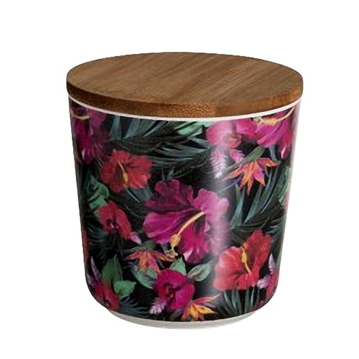 Pot en bambou - esprit exotique - Fleurs tropicales