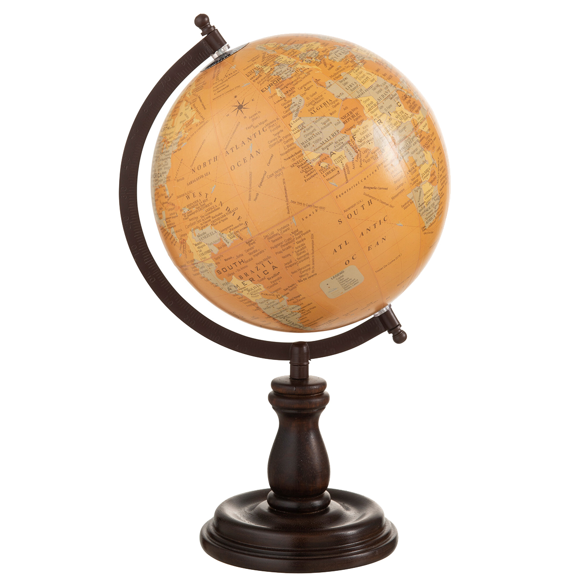 Globe Terrestre dcoratif sur Pied en Bois 37 cm