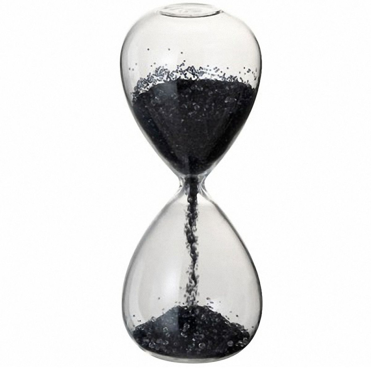 Sablier style pur en verre avec sable noir - 17 cm