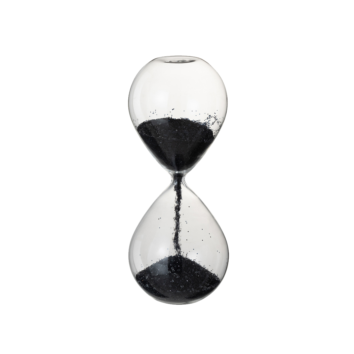 Sablier style pur en verre avec sable noir 19 cm