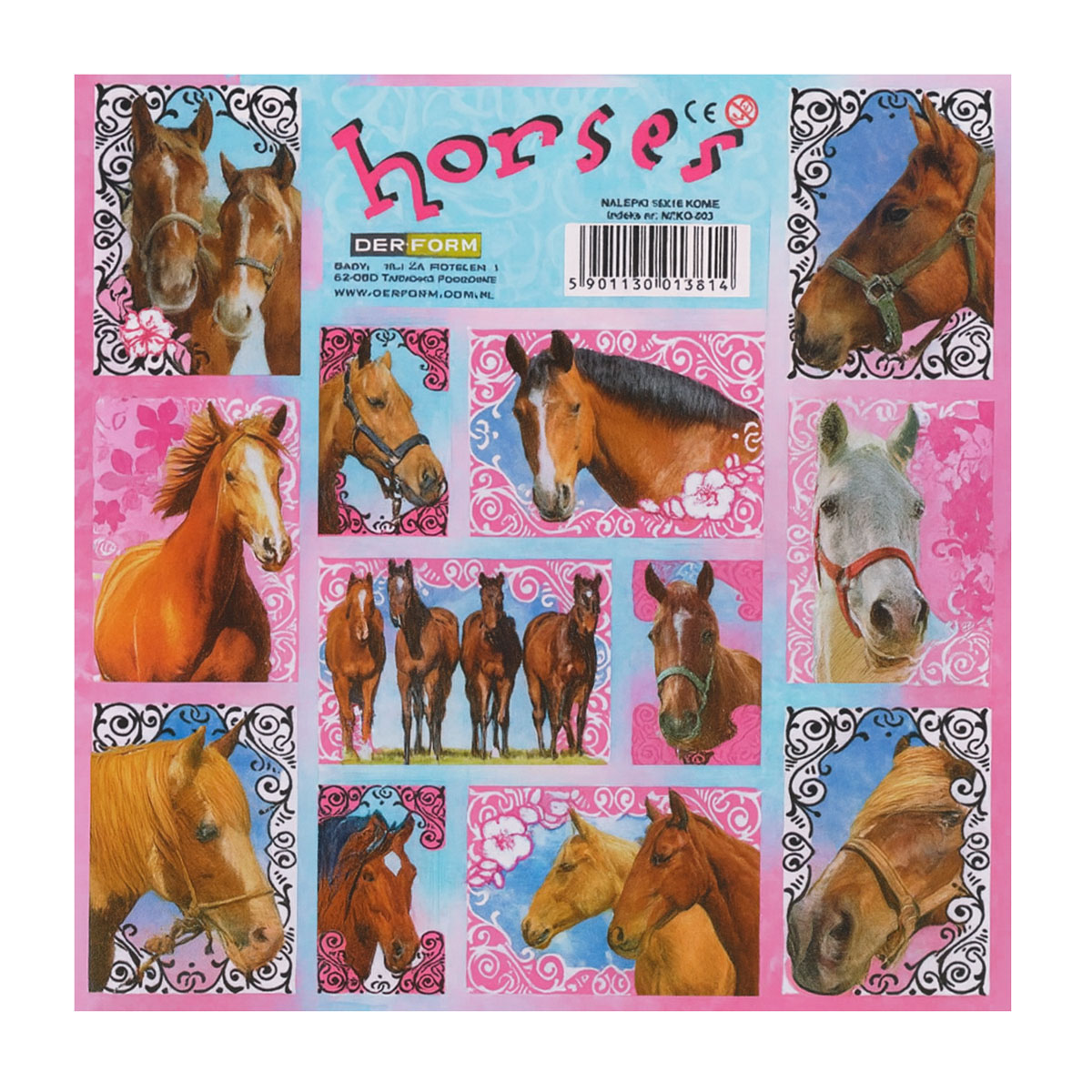 Planche de petits stickers bleu Chevaux