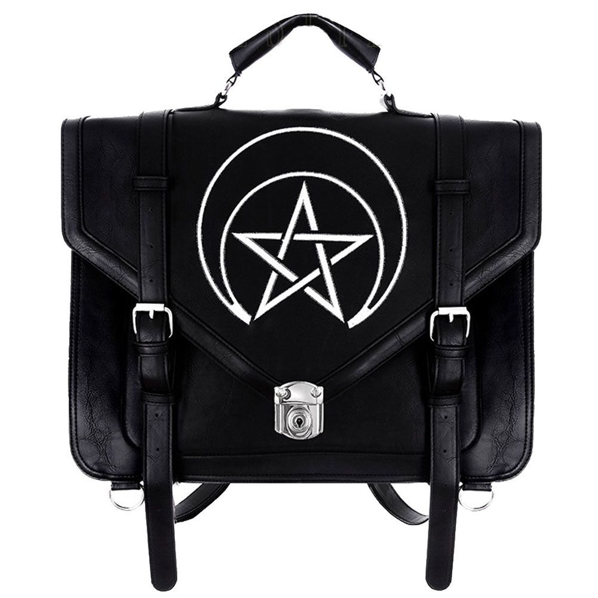 Sac cartable Lune et Pentacle noir