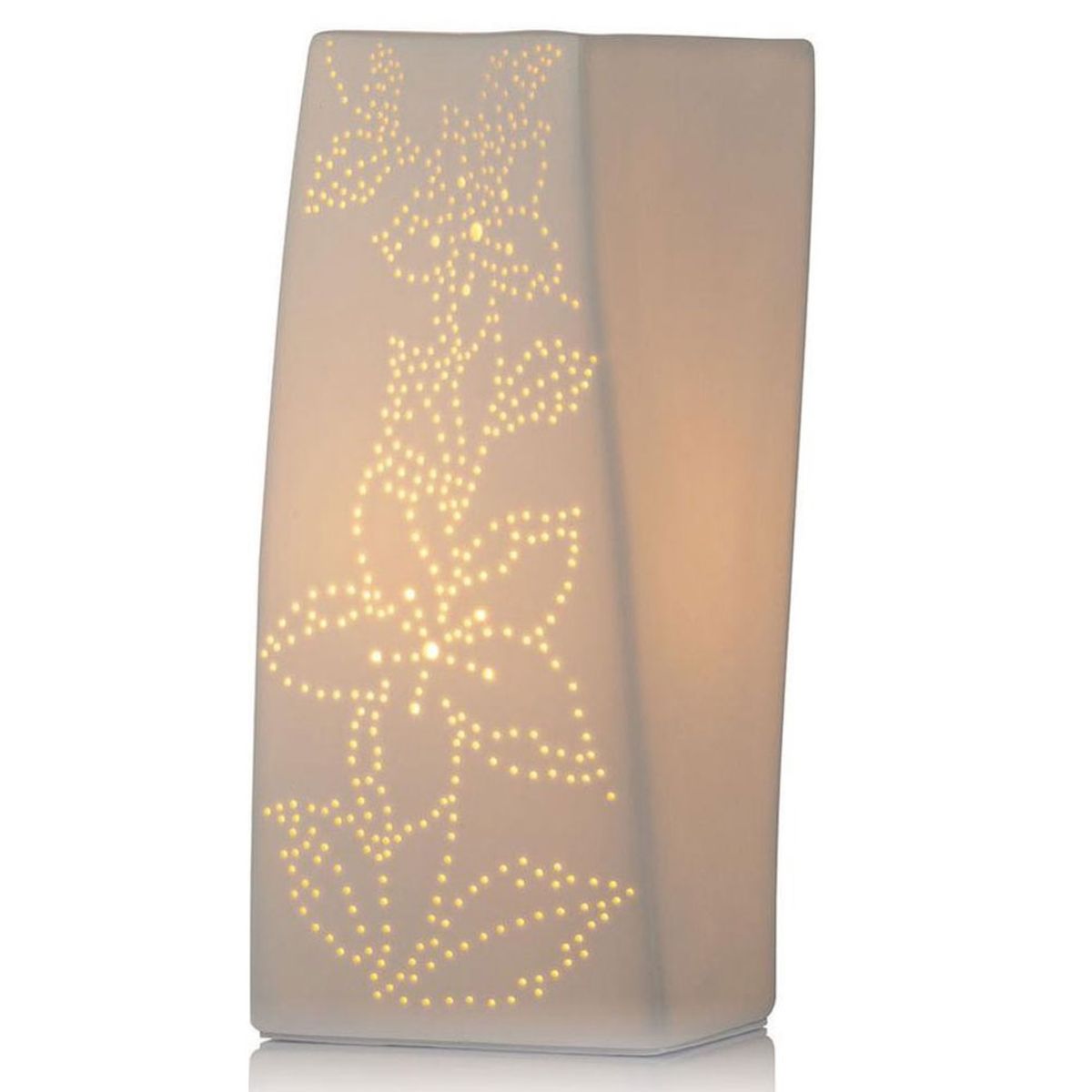 Lampe de table en porcelaine Ellipse fleurie