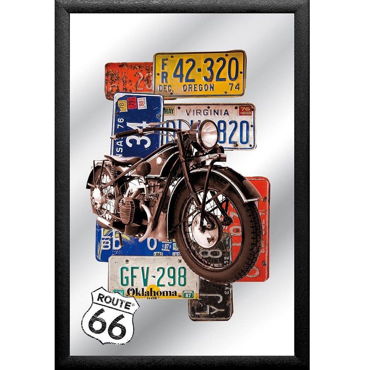 Miroir Route 66  plaques mtal