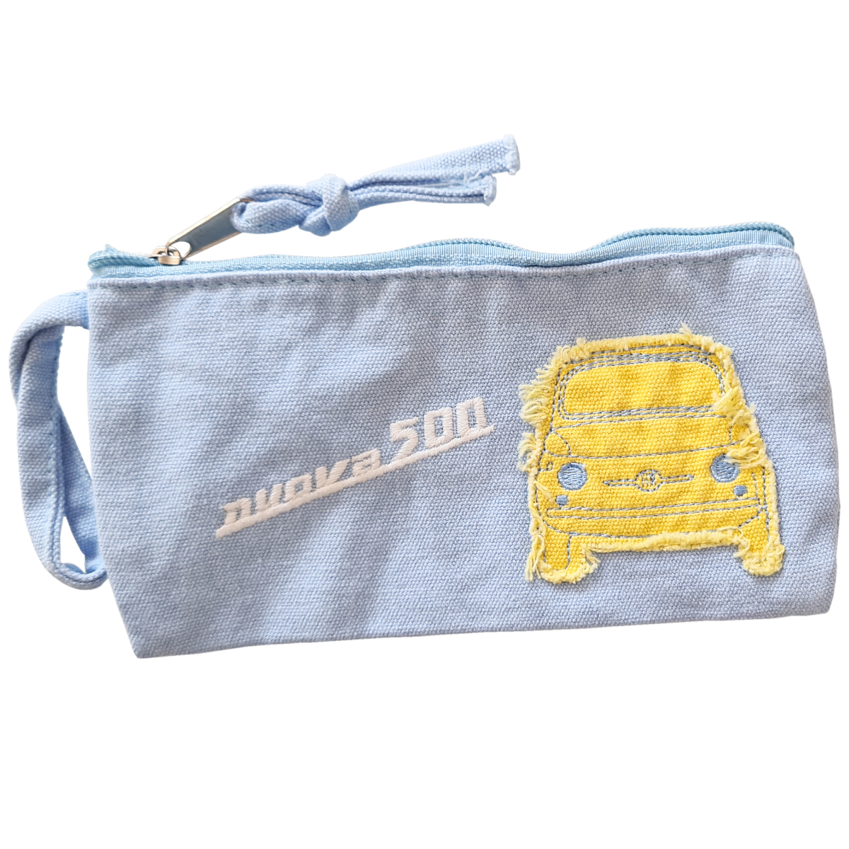 Trousse plate bleue ciel et jaune fiat 500