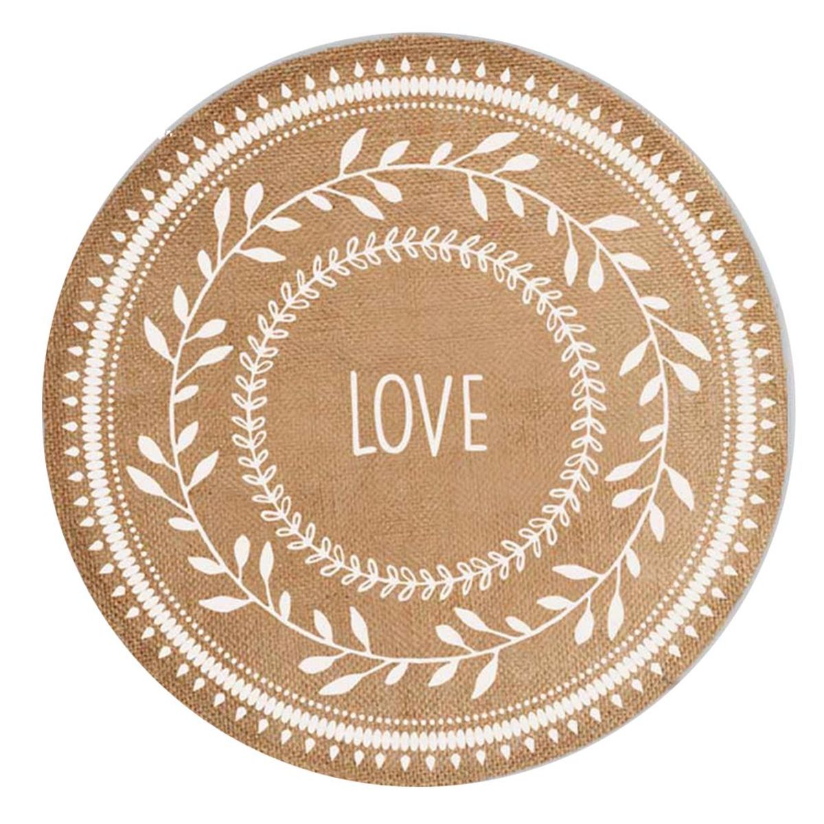 Set de table rond en toile de jute - LOVE