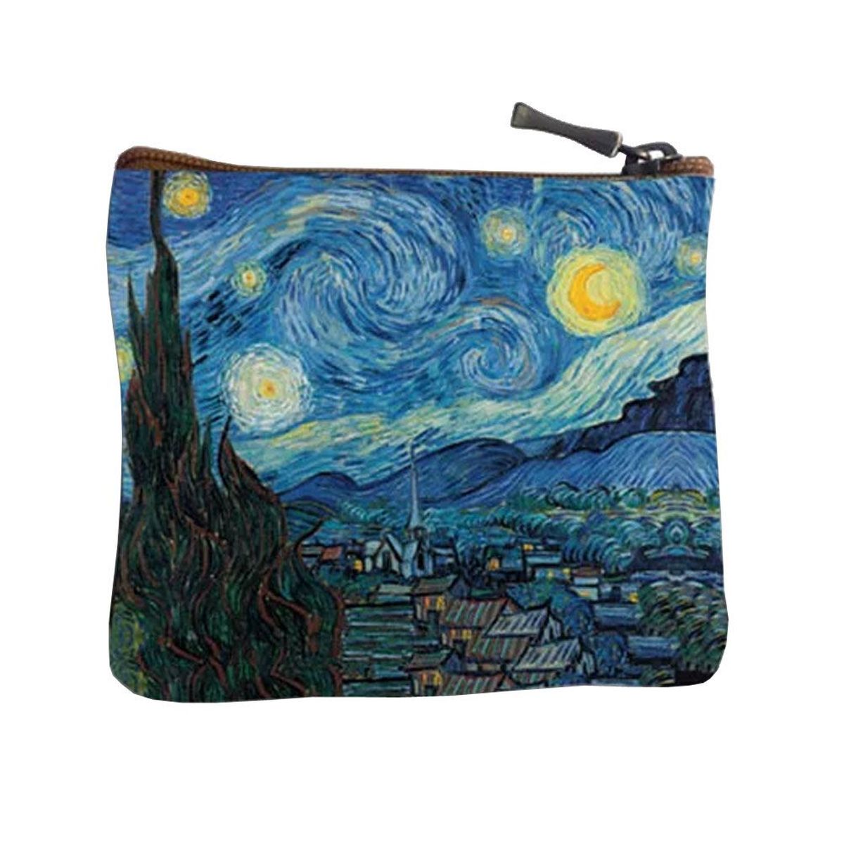 Porte Monnaie carr Van Gogh Nuit toile - Fabriqu en France