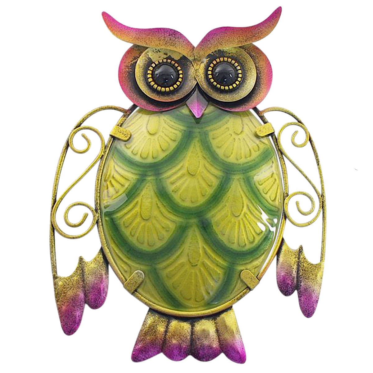 Dcoration murale Hibou en mtal et verre 20 cm