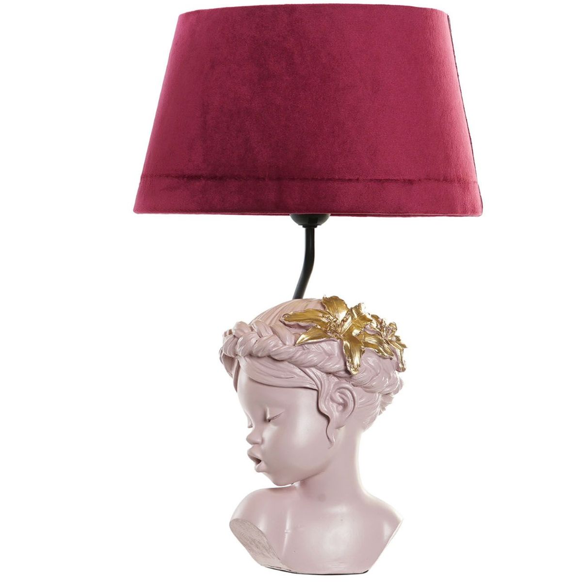 Lampe  poser Buste fille rose en rsine - 47 cm