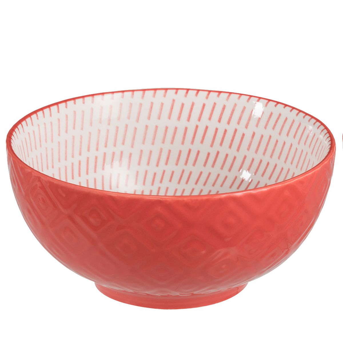 Bol en Porcelaine  motifs tropicaux - Corail