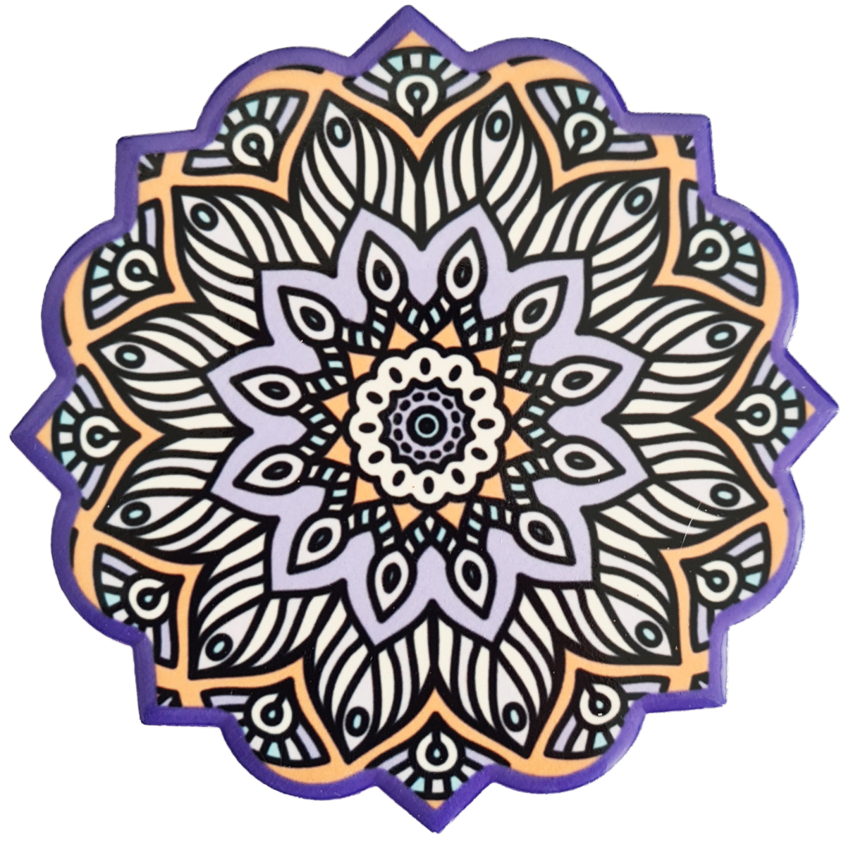 2 dessous de verres Mandala  - Cramique et Lige - Violet