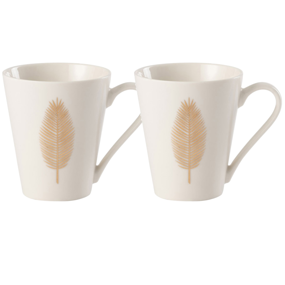 Set de 2 mugs plumes en porcelaine blanche