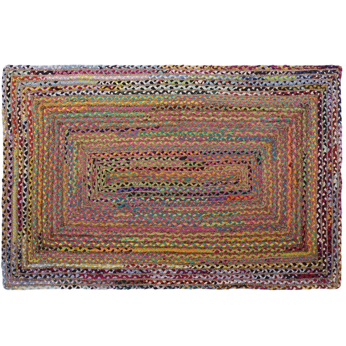 Tapis Ethnique en Jute et Coton tress 160 x 230 cm