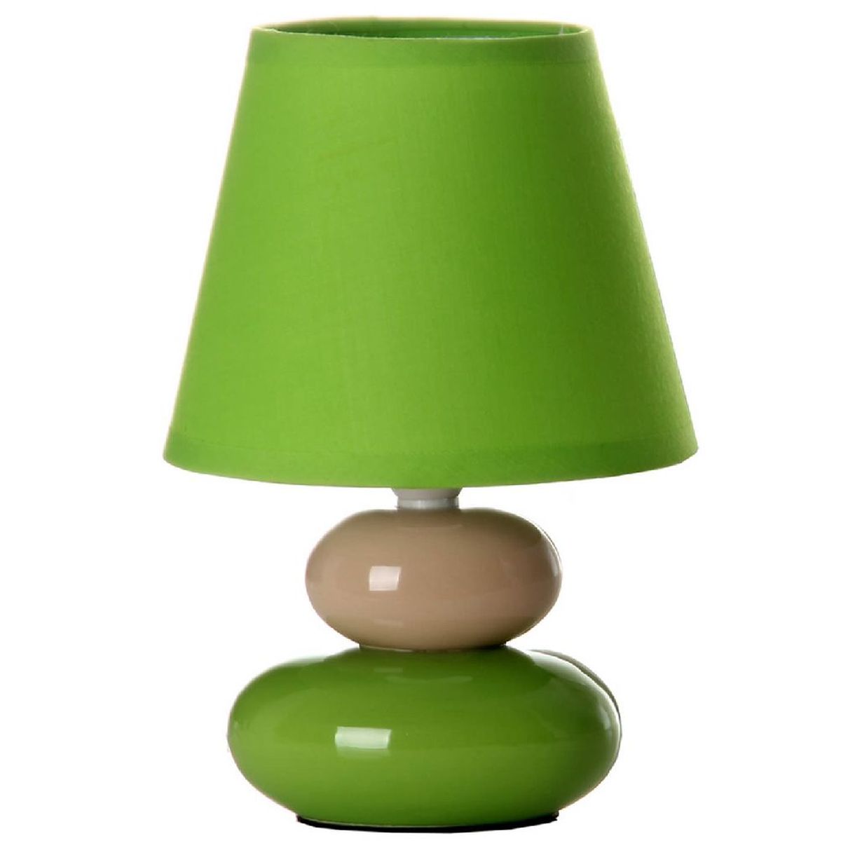 Lampe galets - Vert et crme - 24.5 cm