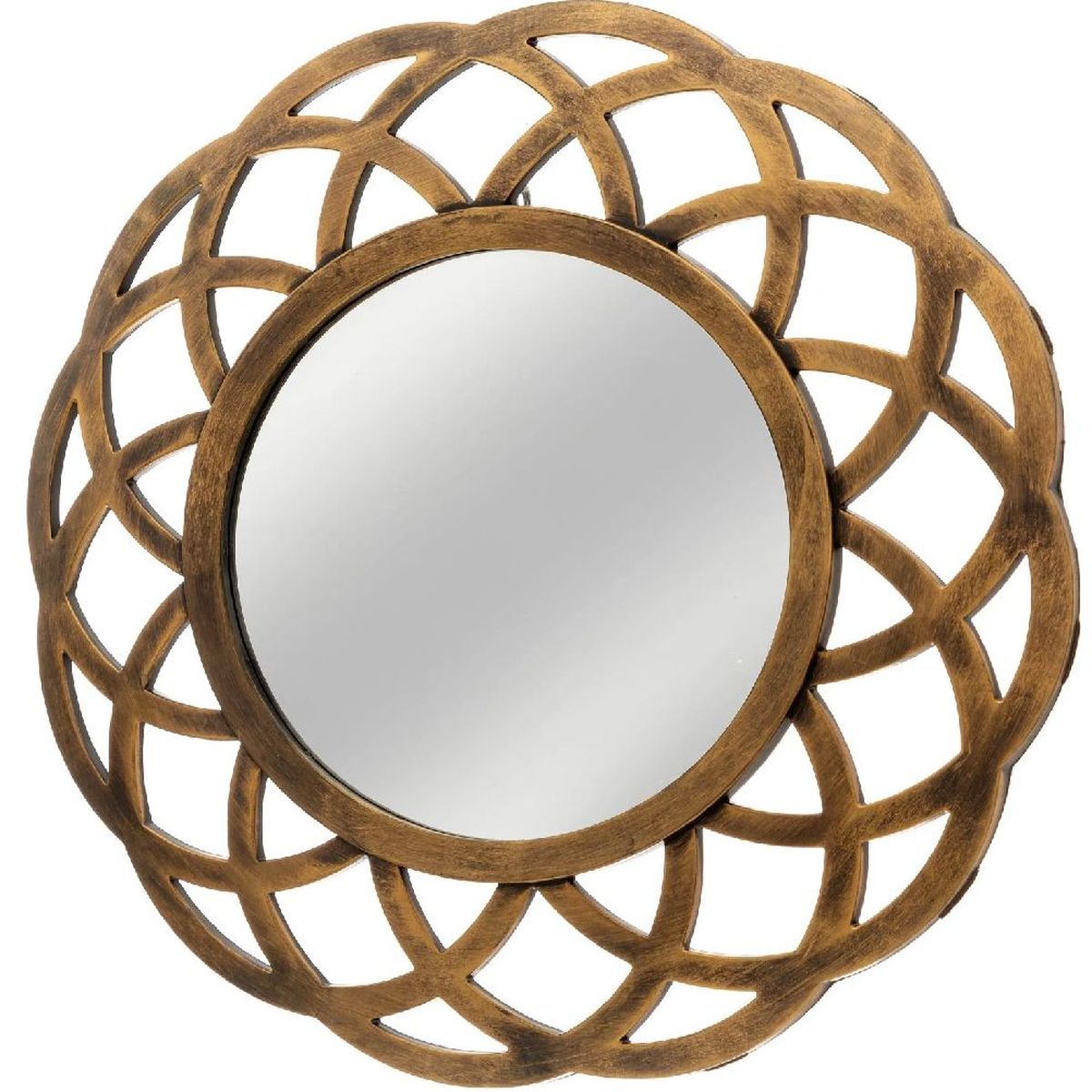 Miroir rond 39 cm - Aspect Or Vieilli