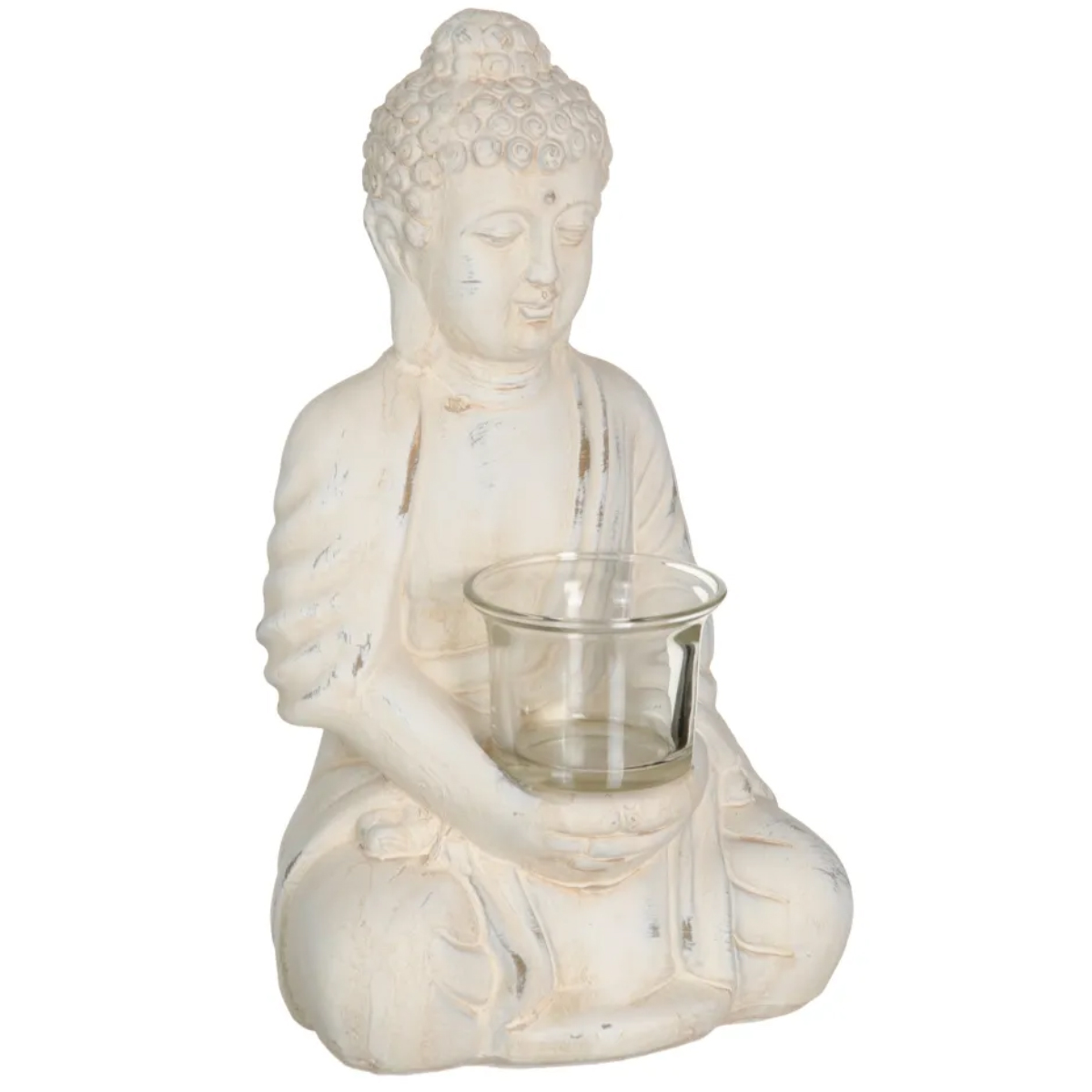 Bougeoir dambiance Bouddha en Terre cuite patine 24.6 cm