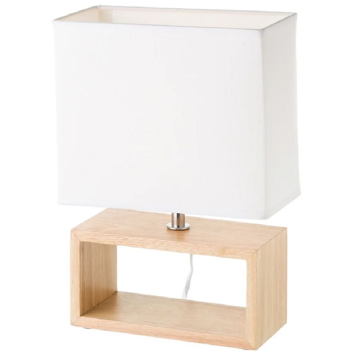 Lampe bois naturel et blanche Esprit Scandinave 32 cm