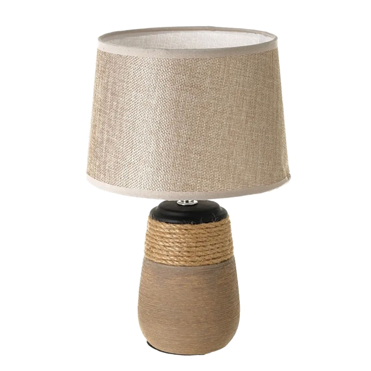 Lampe en cramique et cordage tons naturels  - 30 cm