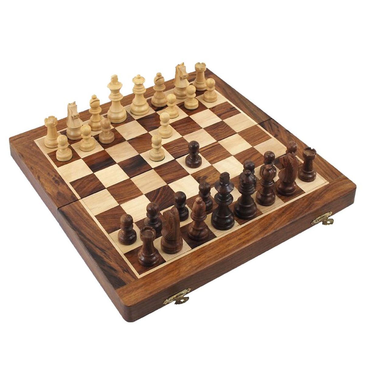 Jeu D'échecs 2 En 1 En Bois Magnétique Pliable 30x30 Cm - Échiquier Portable Avec Pièces Aimantées