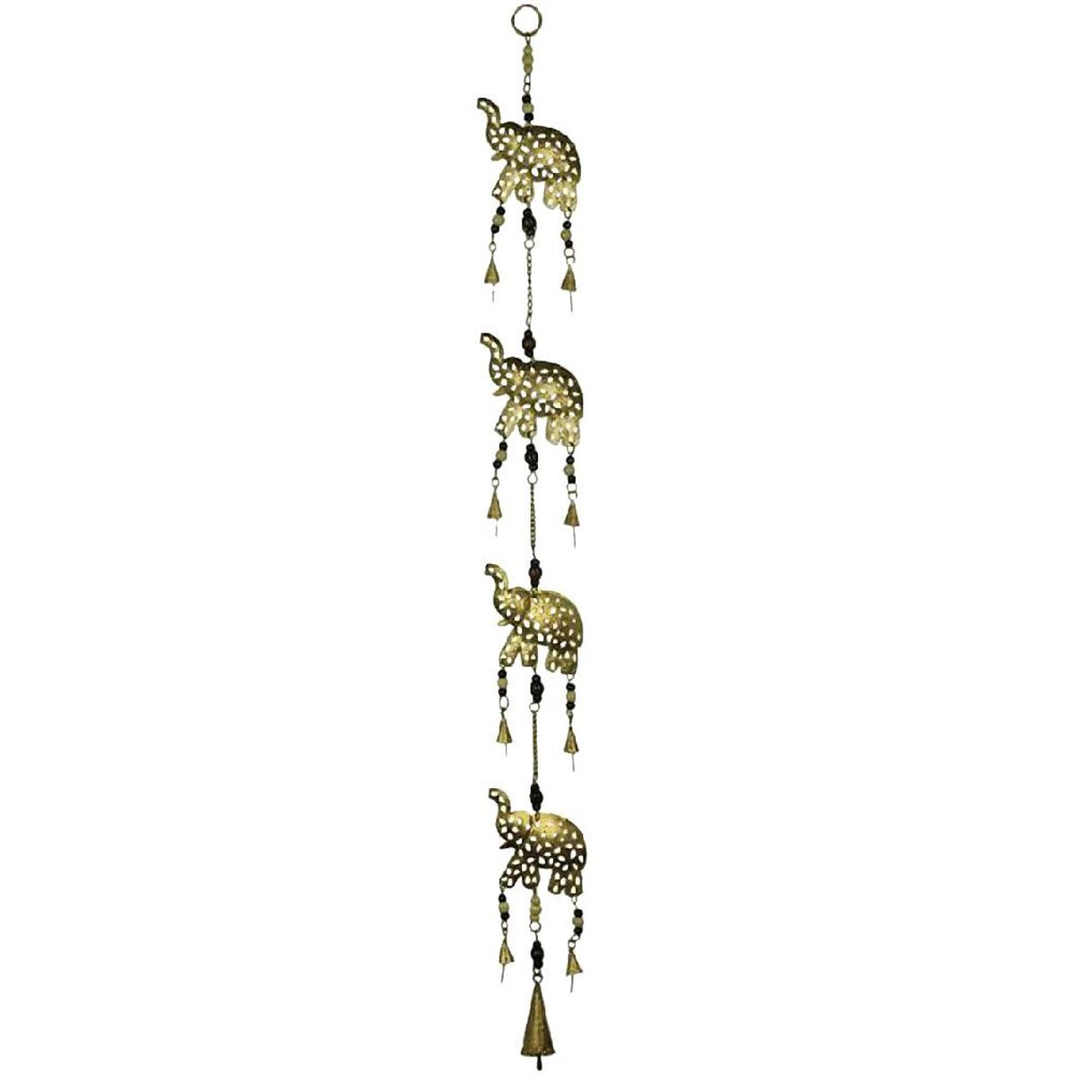 Carillon  Clochettes lphant et perles de bois 90 cm