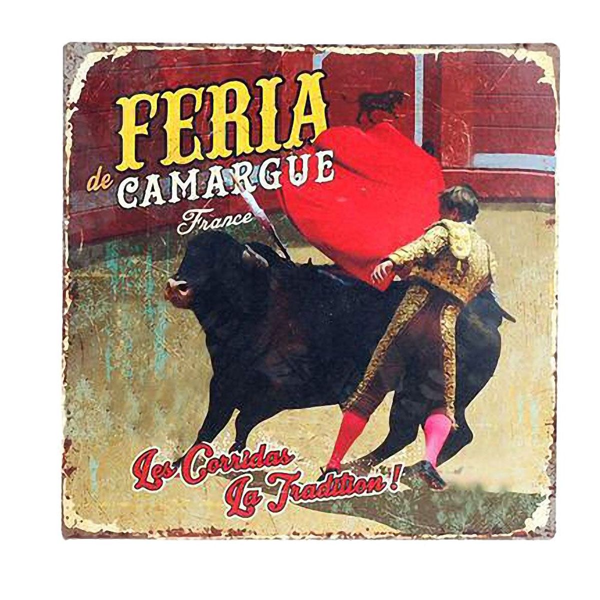 Plaque Dcorative Feria Camargue Vintage en mtal 30 cm