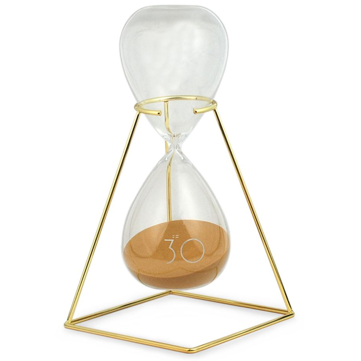 Sablier dcoratif mtal dor et verre - 26.5 cm - Sable ocre