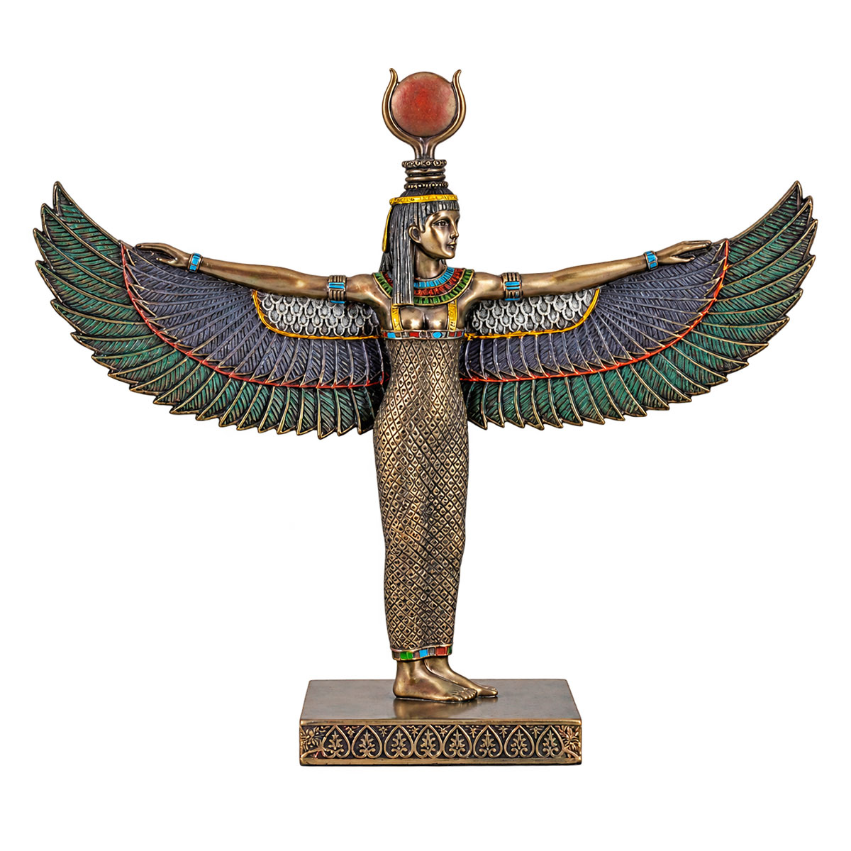 Figurine d�esse Isis ail�e �gyptienne aspect bronze 25 cm