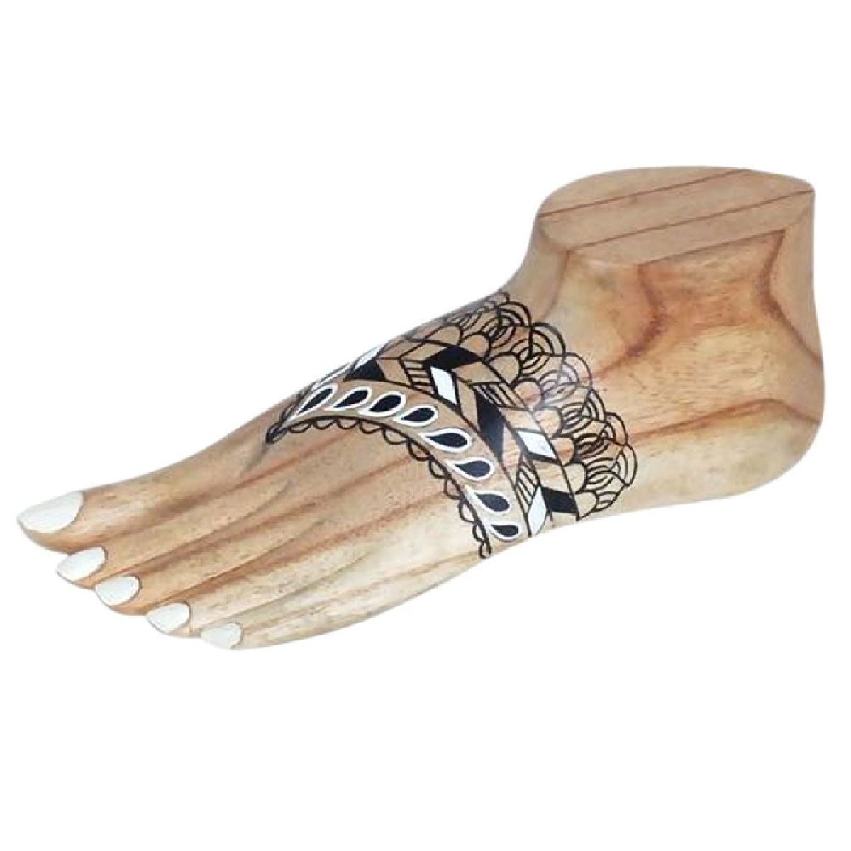 range-bracelets de cheville - Pied henn dcoratif en bois 28 cm