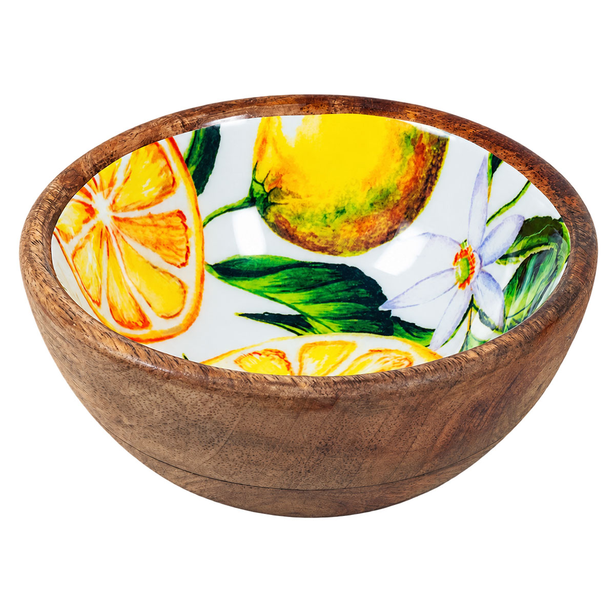 Petit bol en bois de manguier et r�sine d�cor citrons 15 cm