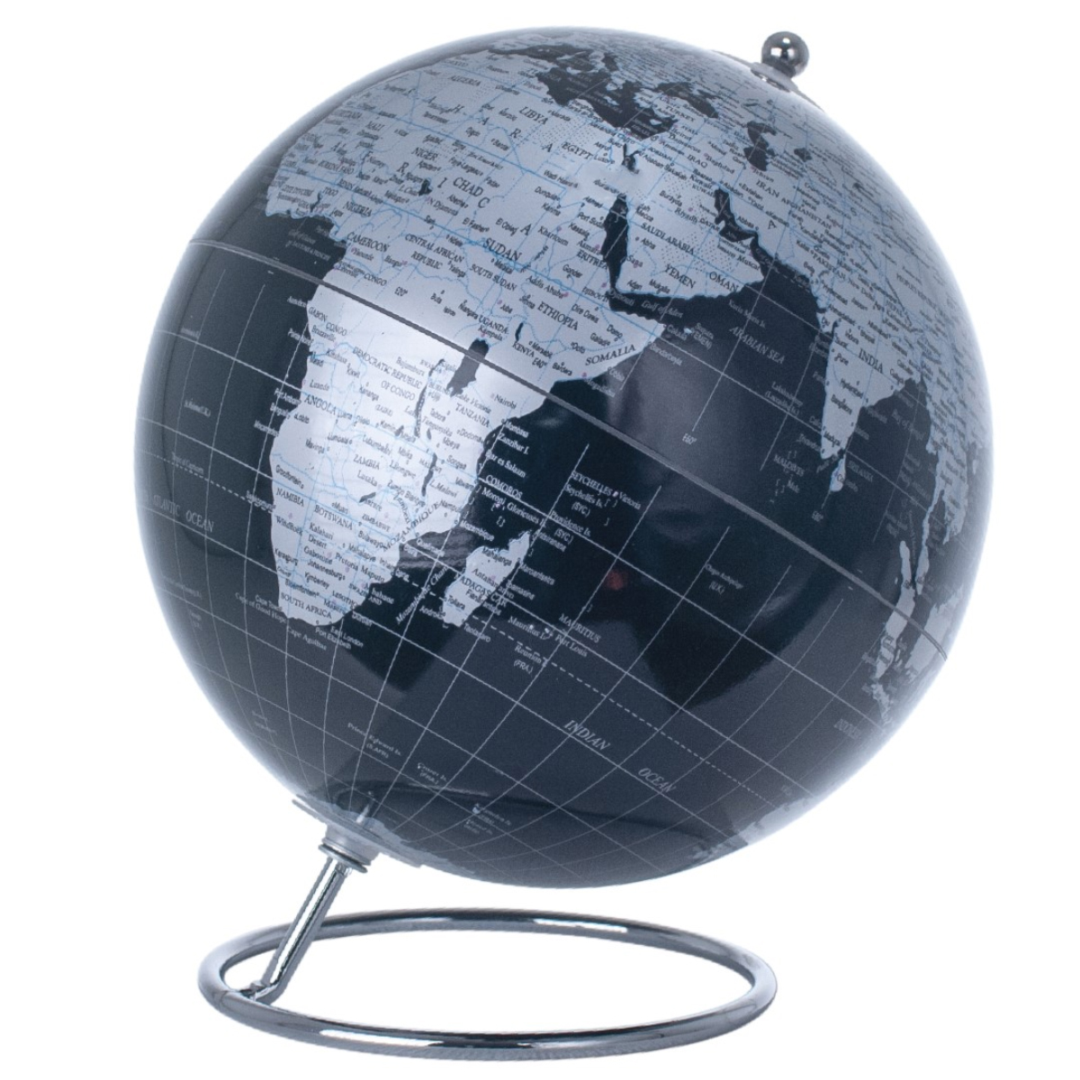 Globe Terrestre dcoratif moderne noir et gris - 23 cm
