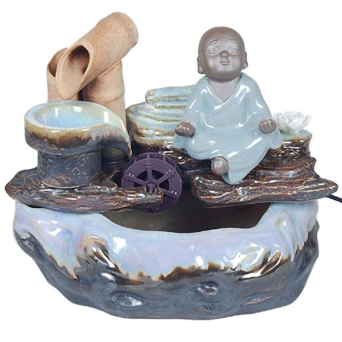 Fontaine Moine bouddhiste en cramique - 27 cm