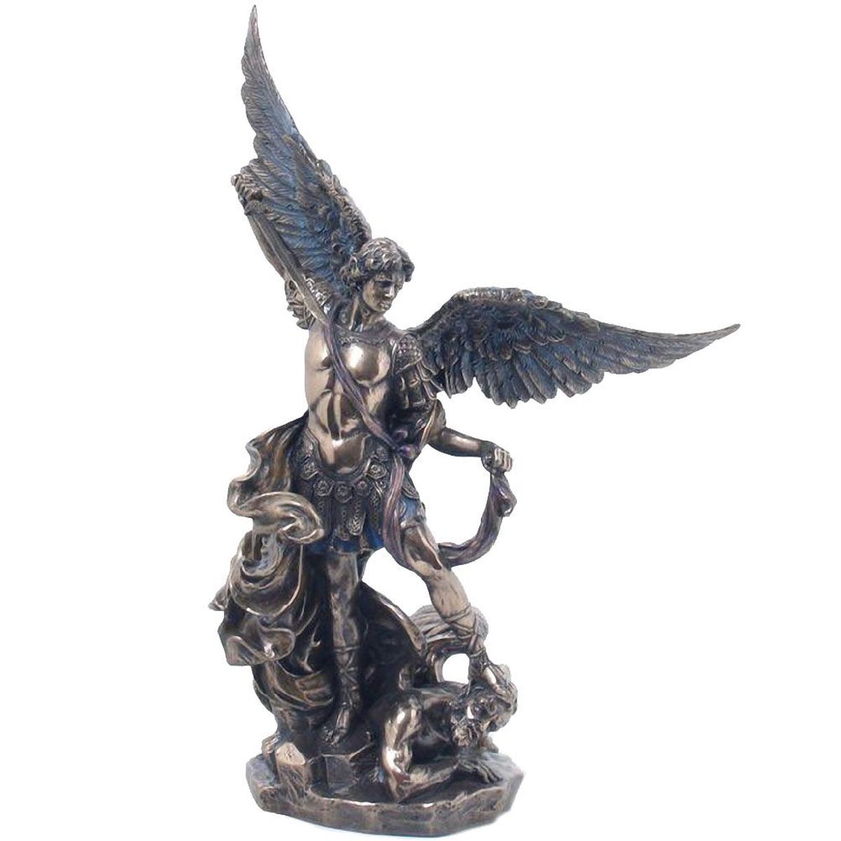 Figurine Archange Saint Michel Mickaël aspect bronze 25 cm