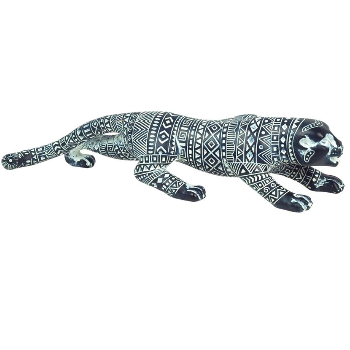 Figurine Lopard en rsine motif Ethnique 29 cm