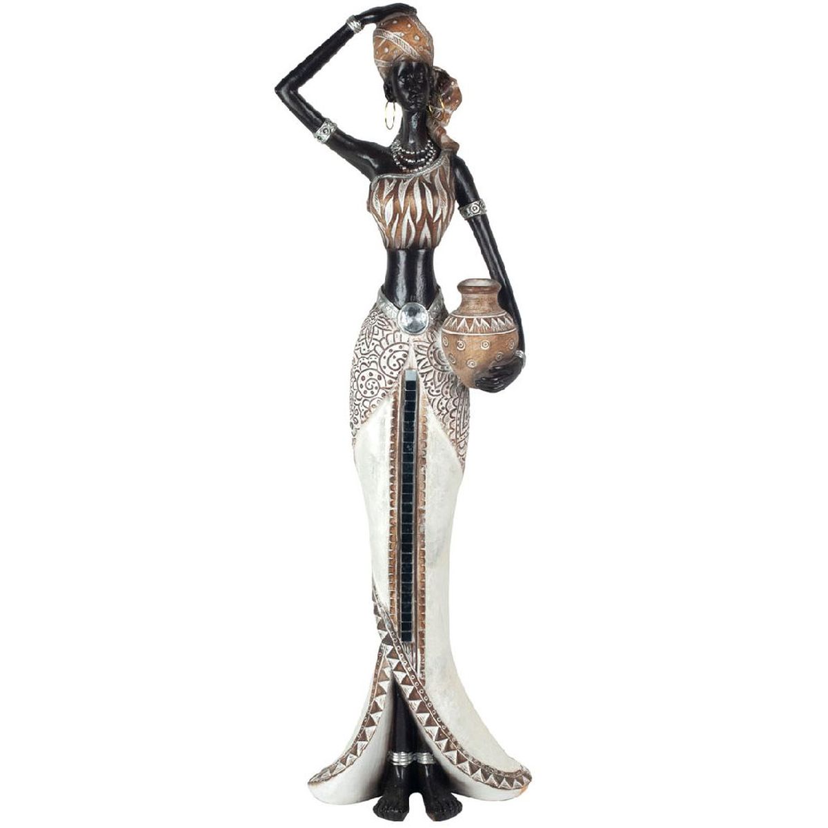 STATUETTE FEMME AFRICAINE AFRIQUE ? bois exotique PORTEUSE D'EAU 61cm en bois EUR 20,00