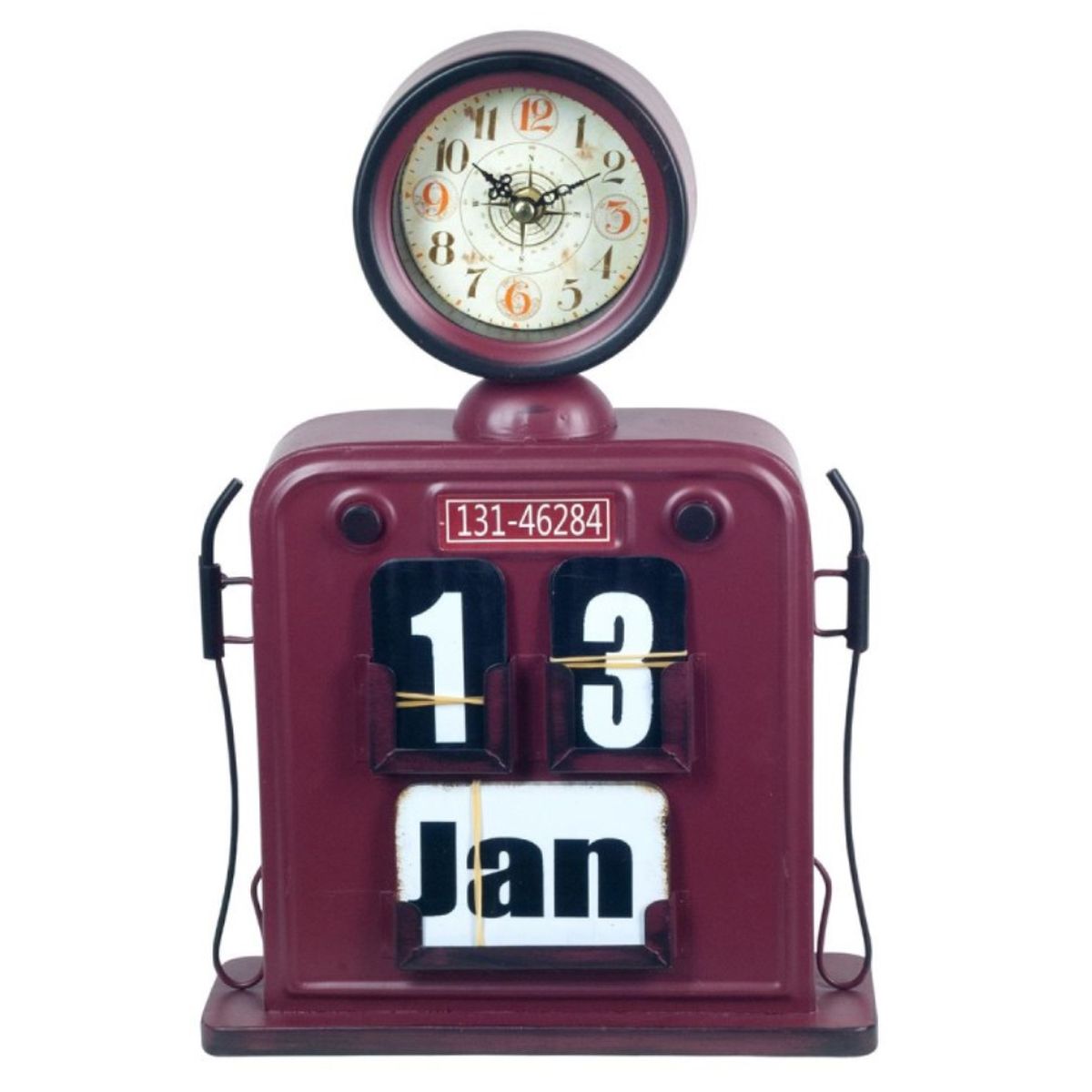 Horloge Pompe  essence avec  Calendrier perptuel - Rouge