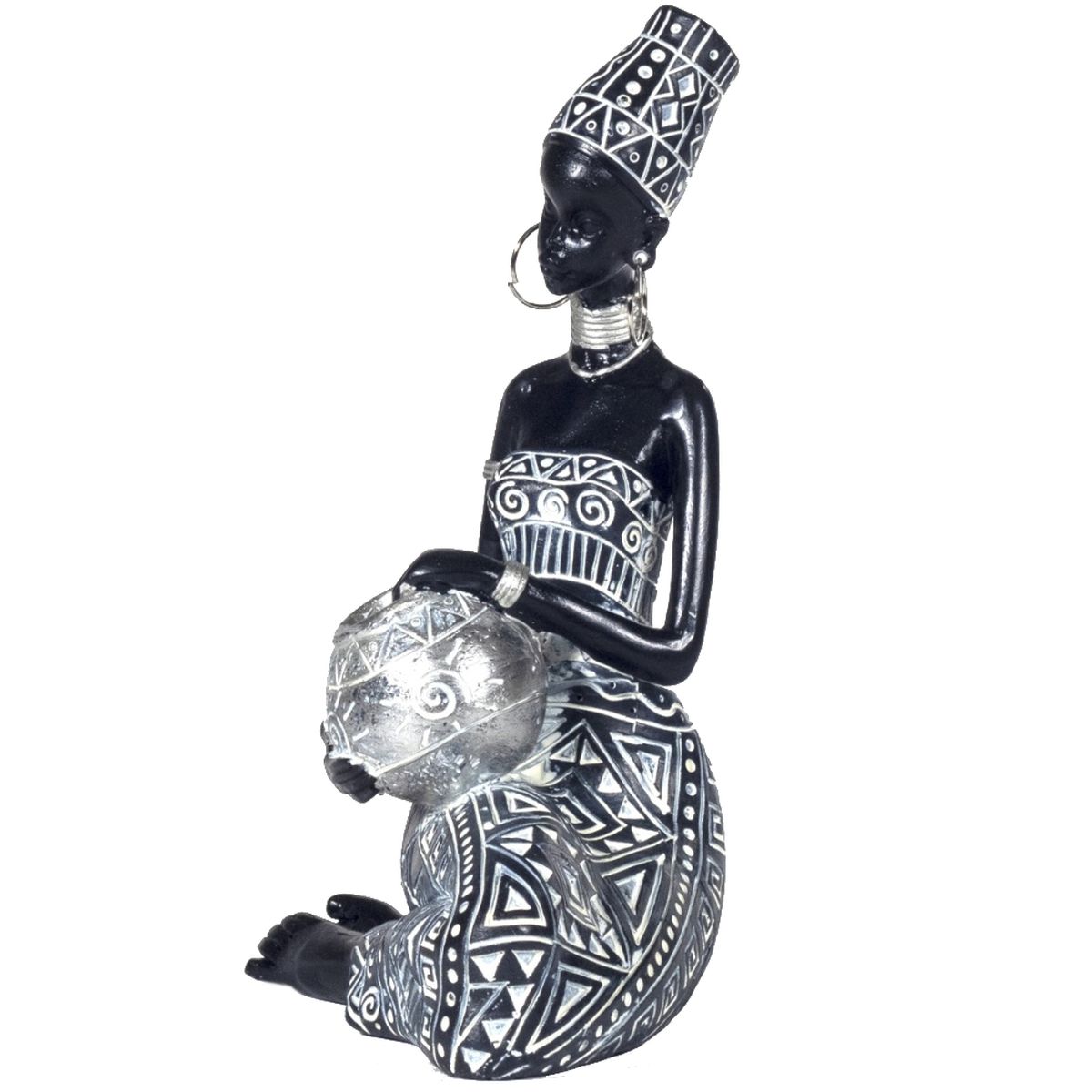 Figurine Femme Africaine avec jarre  eau 20 cm