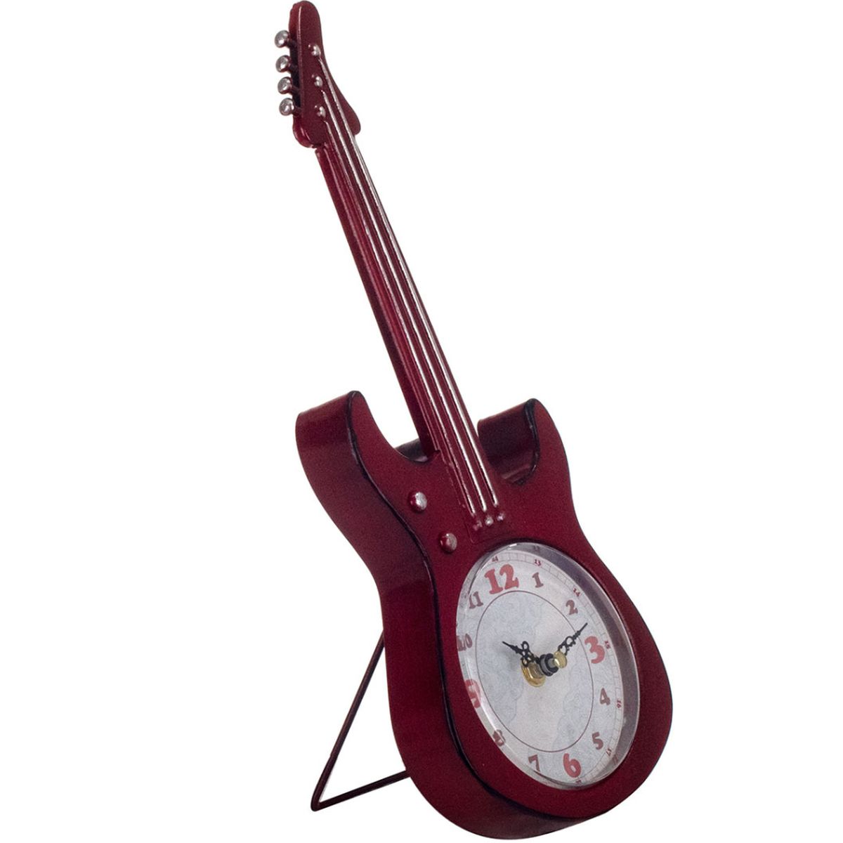 Horloge Guitare en mtal patin rouge - A poser - 34.5 cm